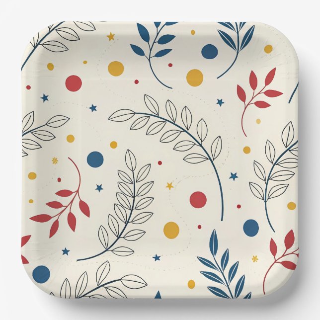 Assiettes En Carton Diseño floral (Recto)