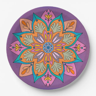 Assiettes En Carton Diseño Mandala Decorativo