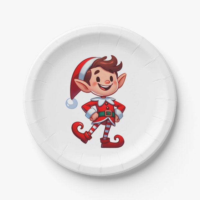 Assiettes En Carton Disposable plate with a picture of elf (Devant)