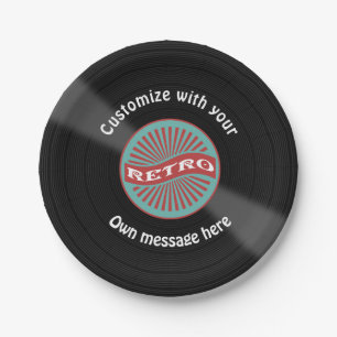 Assiettes En Carton Disque vinyle customisé