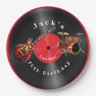Assiettes En Carton Disque vinyle rétro anniversaire musique rock guit