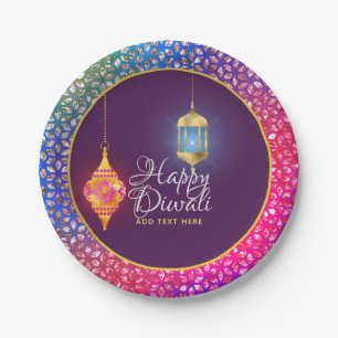 Assiettes En Carton Diwali Bollywood Lanterns Sparkings Personnalisé