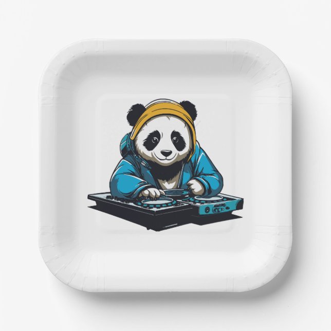 Assiettes En Carton DJ Kawaii Panda (Recto)