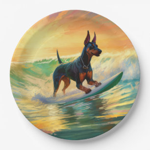 Assiettes En Carton Doberman Beach Surf Peinture
