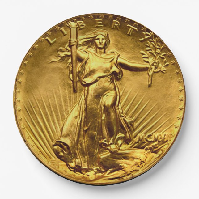 Assiettes En Carton Dollar Gold Liberty (Devant)