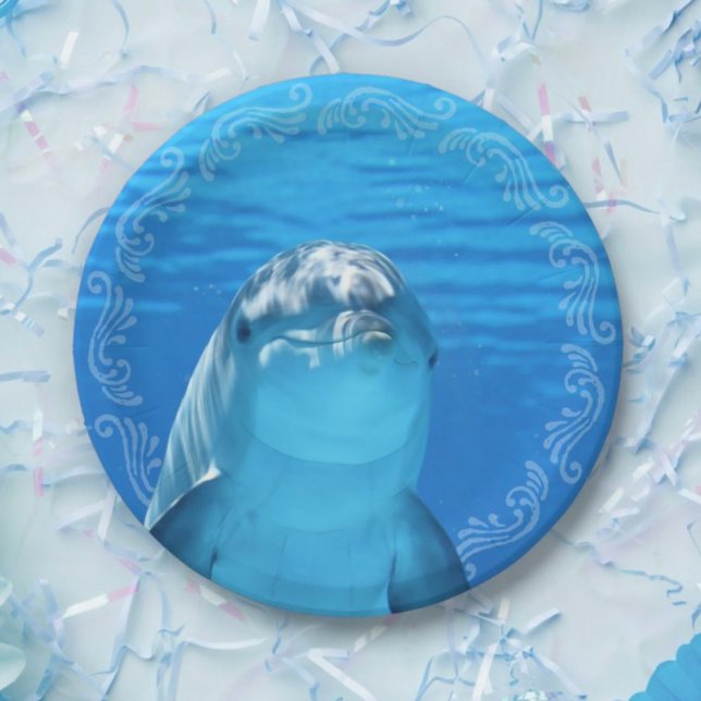 Assiettes En Carton Dolphin Blue Ocean Anniversaire (Dolphin Blue Ocean Birthday Party Paper Plates)