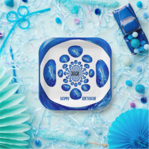 Assiettes En Carton Dolphins Sea Blue Anniversaire Personnalisé