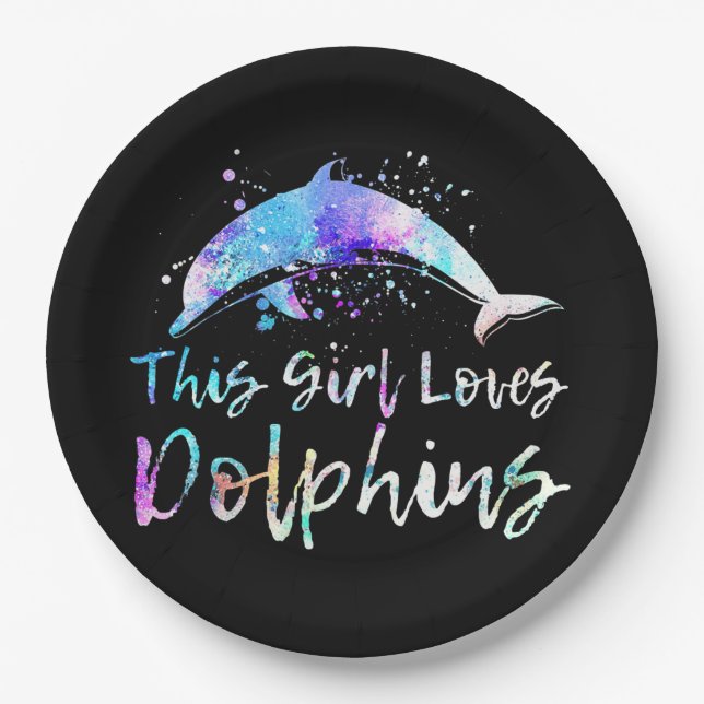 Assiettes En Carton don amant dauphin cette fille aime les dauphins (Devant)