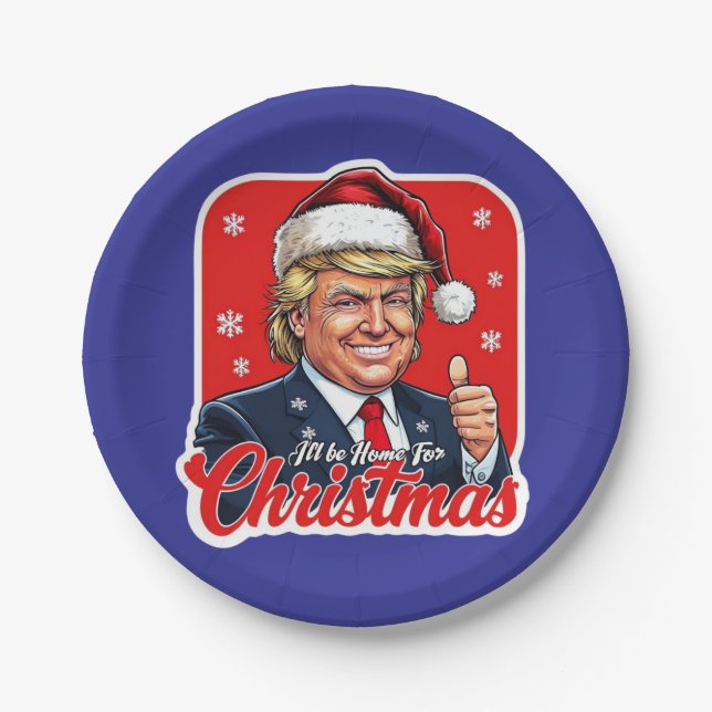 Assiettes En Carton Donald Trump Christmas Santa Claus Art (Devant)