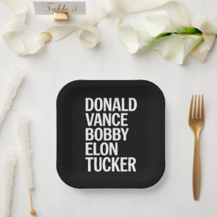 Assiettes En Carton Donald Vance Bobby Elon et Tucker 