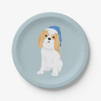 Assiettes En Carton Donnie le chiot cavalier mignon d'épagneul de