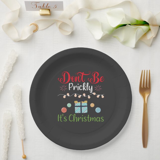 Assiettes En Carton Don't Be Prickly - Funny Christmas (Mariage)