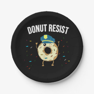 Assiettes En Carton Donut Résistez À Mème Drôle Officier De Police Sou