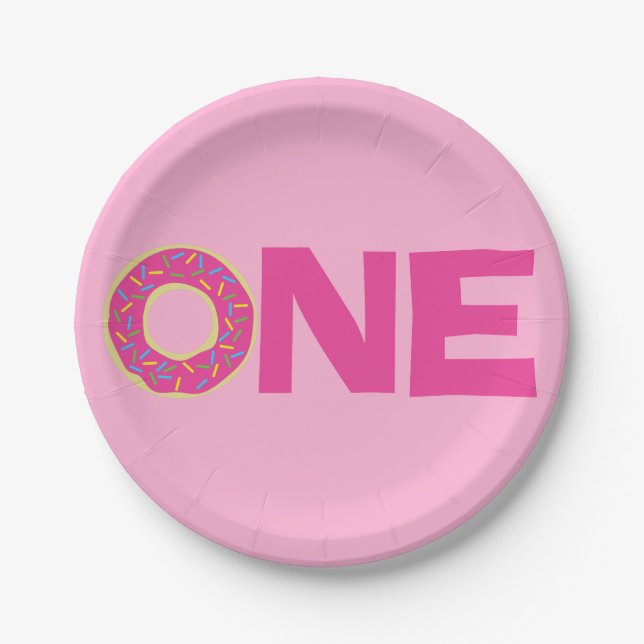 Assiettes En Carton Donuts Enfants 1er Anniversaire Thème (Devant)