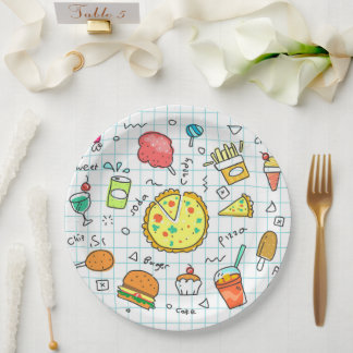 Assiettes En Carton Doodle coloré Enfants Funky Papier et Plaques de f