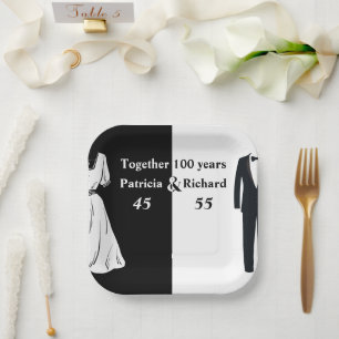 Assiettes En Carton Double célébration Anniversaire conjoint 100 ans
