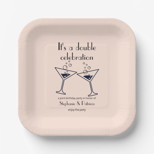 Assiettes En Carton Double rose moderne fête l'anniversaire conjoint (Recto)
