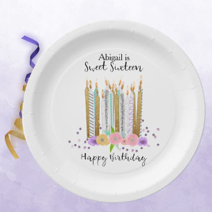 Assiettes En Carton Douce 16 Bougies d'anniversaire Plaque en papier
