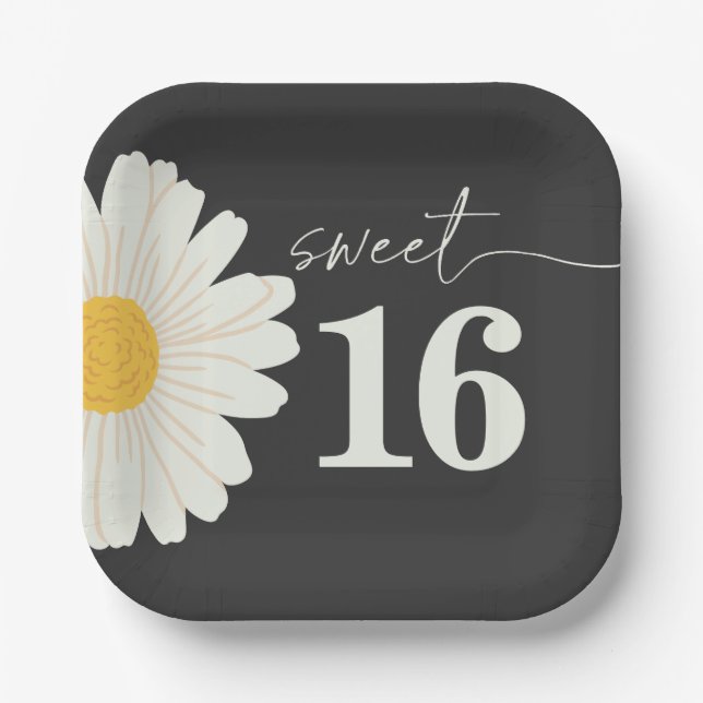 Assiettes En Carton Douce 16 Plaques de papier d'anniversaire (Recto)