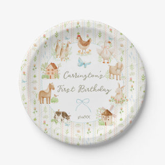 Assiettes En Carton Douce Baby Shower de Ferme Grandmillénaire Peinte