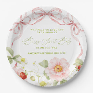 Assiettes En Carton Douce Baby Shower Gingham à la Fraise