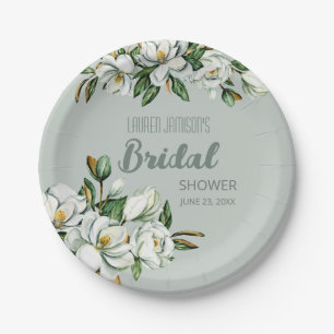 Assiettes En Carton Douce Mariage Fleurie Magnolia Shower de Fleurs