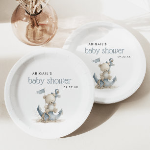 Assiettes En Carton Douce Ourson Marin Fête Prénatale