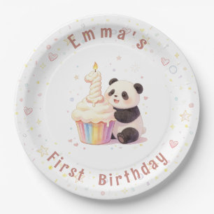 Assiettes En Carton Douce Panda Pastel Bébé 1er Anniversaire
