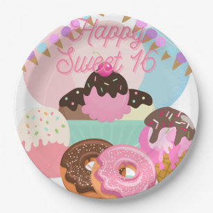 Assiettes En Carton Douce plaque d'anniversaire 16