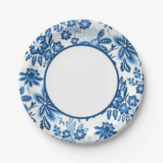 Assiettes En Carton Douces Fleurs Bleues