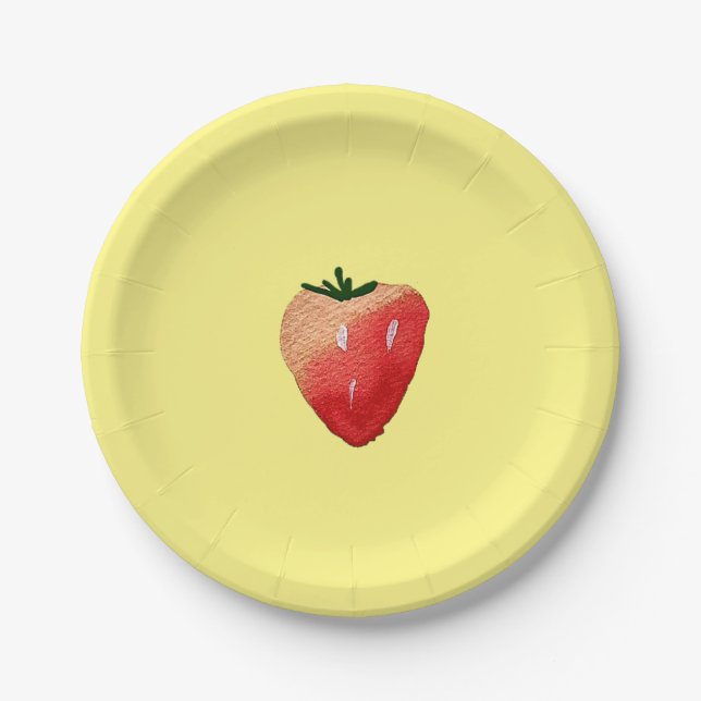 Assiettes En Carton Douceur fraise mignonne aquarelle de fruit mignon (Devant)
