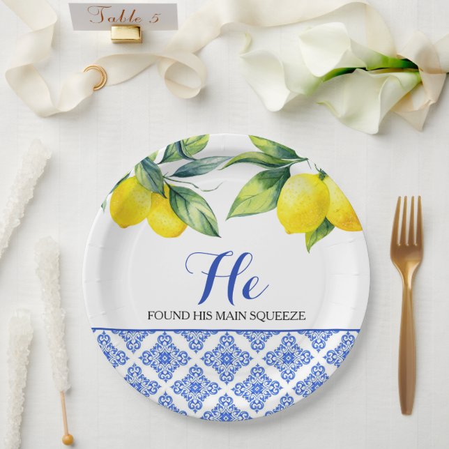 Assiettes En Carton Douche citron (Mariage)
