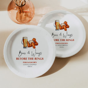Assiettes En Carton Douche de couple Bière et Ailes avant les Anneaux
