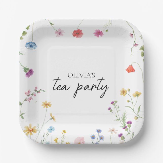 Assiettes En Carton Douche fleur sauvage Tea Party (Recto)