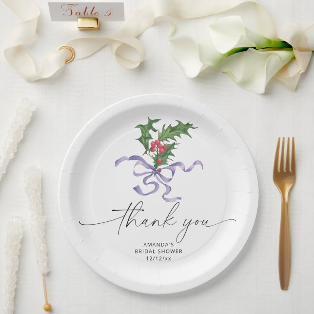 Assiettes En Carton Douche nuptiale de Noël (Mariage)