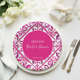 Assiettes En Carton Douche nuptiale mexicaine rose gras