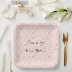Assiettes En Carton Douche nuptiale rose pâle