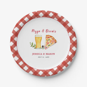Assiettes En Carton Douche Pizza et Bière Couples Décontracté