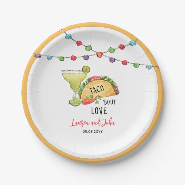 Assiettes En Carton Douche Tacos et Margarita Couples (Devant)