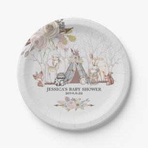 Assiettes En Carton Douche tribale lunatique de bébé d'animaux de