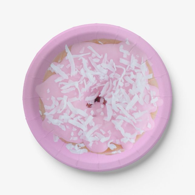 Assiettes En Carton Doughnut rose givrée, ardoise en papier mignonne (Devant)