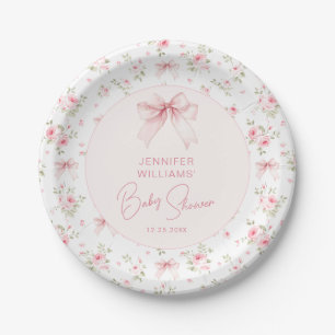Assiettes En Carton Doux Chic rose Floral Bow Baby Girl Douche
