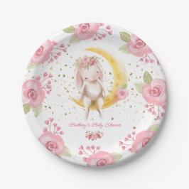 Assiettes En Carton Doux petit lapin bébé fille douche