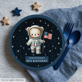 Assiettes En Carton Doux Teddy Ours Astronaut Douche garçon Plaques de