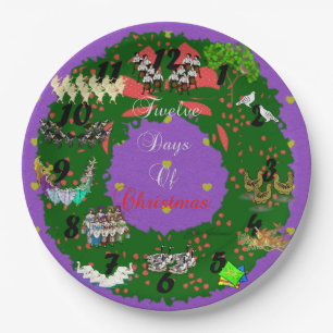 Assiettes En Carton Douze jours de Noël