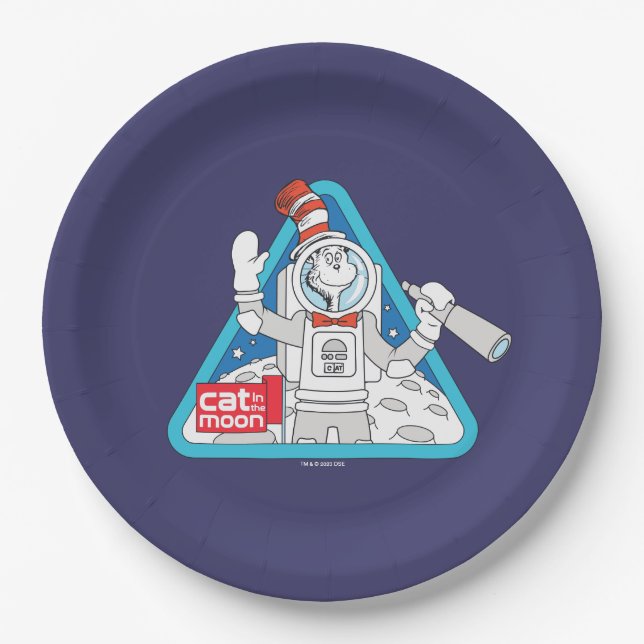Assiettes En Carton Dr Seuss | Cat in the Moon Outer Space Graphic (Devant)