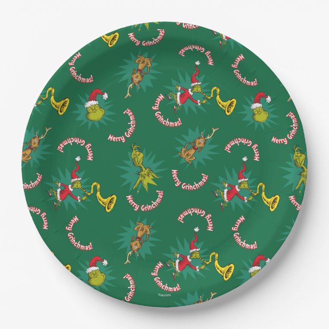 Assiettes En Carton Dr Seuss | The Grinch | Merry Grinchmas Motif (Devant)
