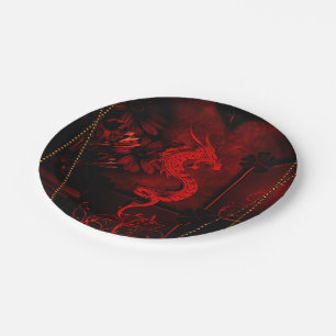 Assiettes En Carton Dragon chinois