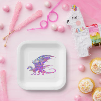 Assiettes En Carton Dragon de mosaïque Extraordinaire