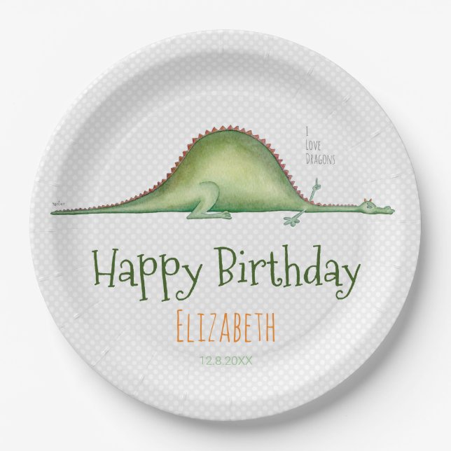 Assiettes En Carton Dragon étendu sur le sol (Devant)